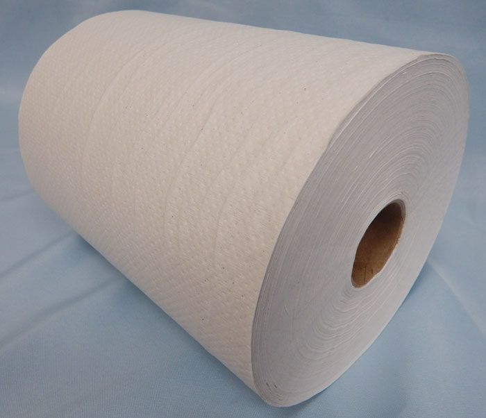 Single roll white textured paper towels